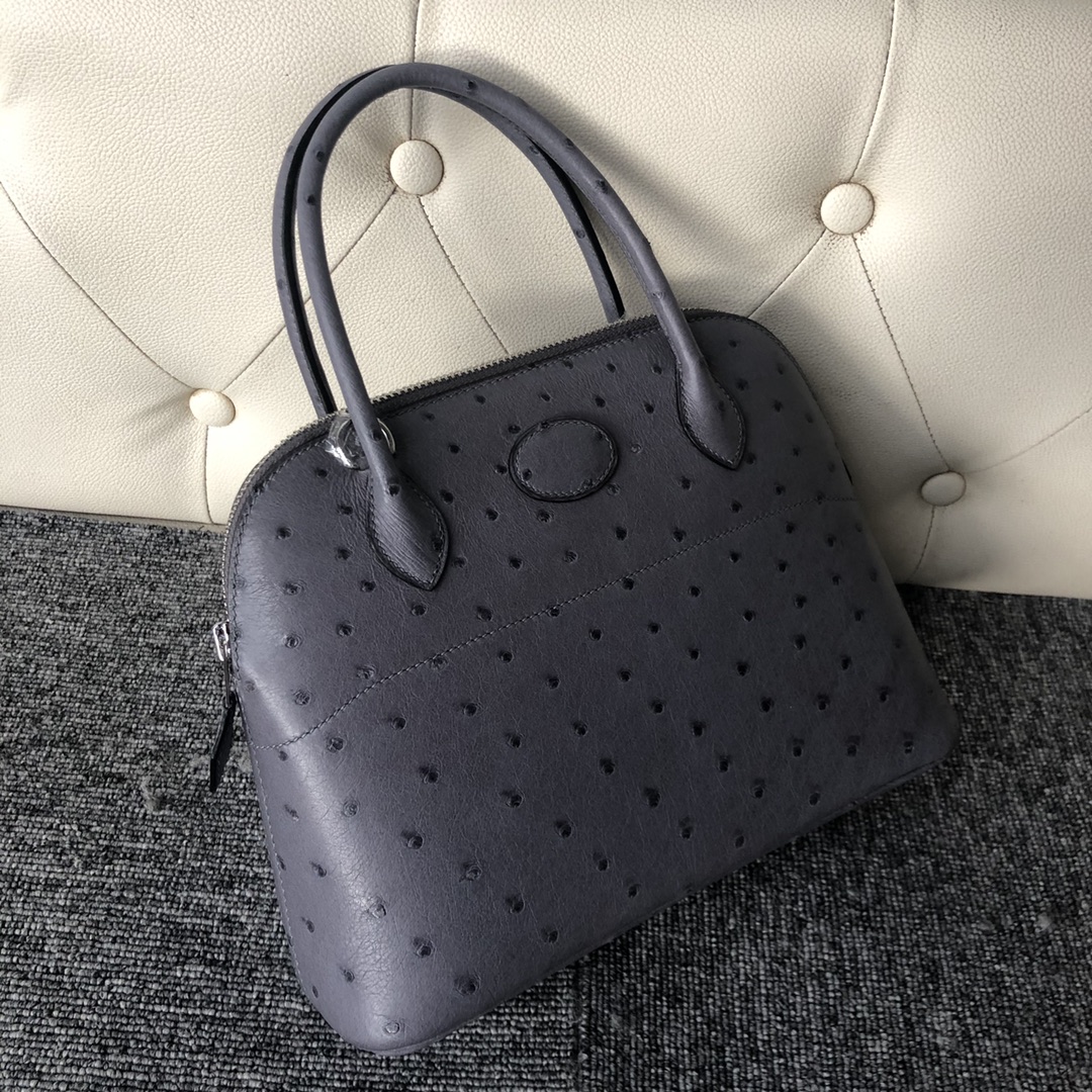 에르메스 볼리드27 마노블루 은장 타조가죽